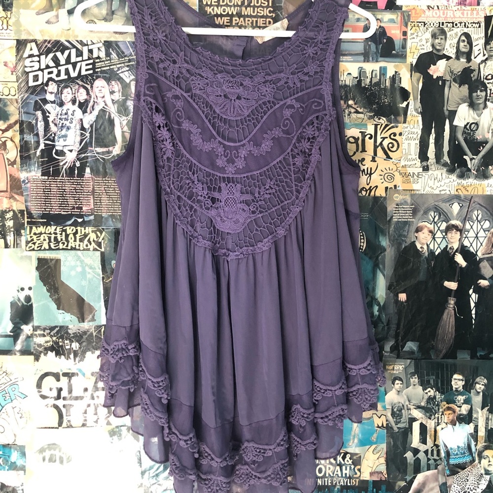 Altar'd State Purple Crochet Lace Tank Top